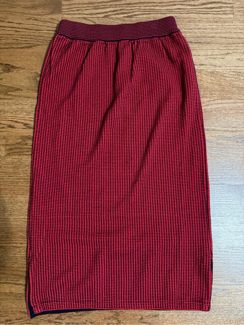 Women's Red Knit Midi Pencil Skirt